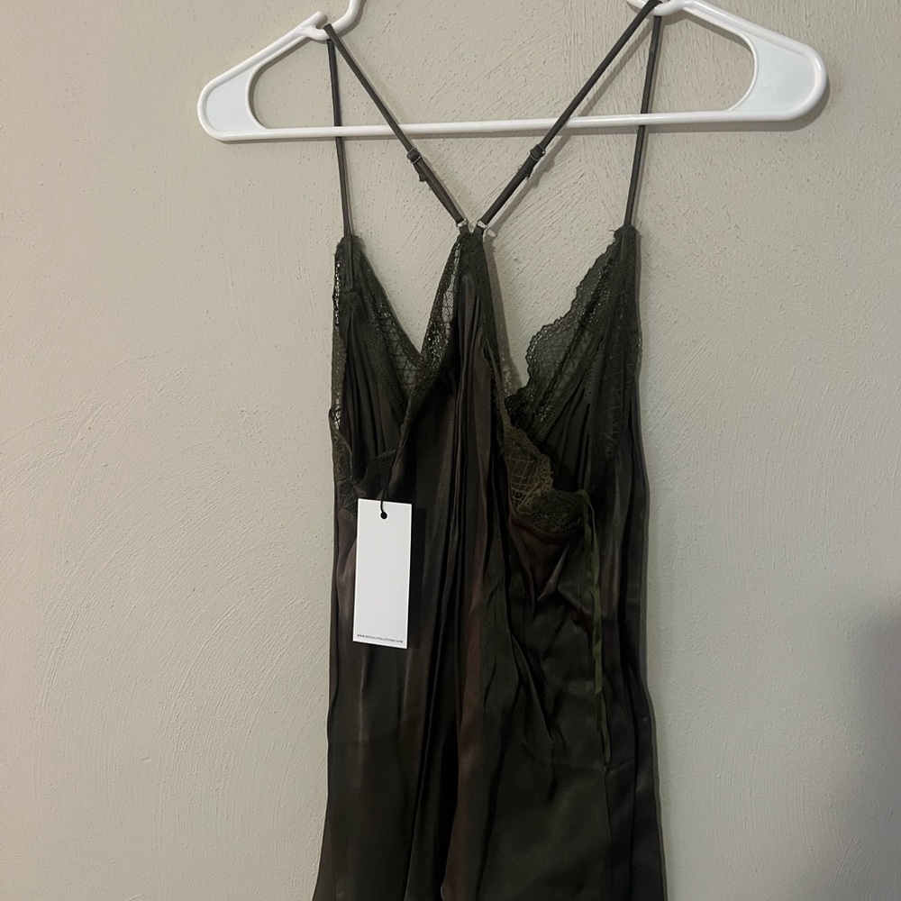 Green silk tank top. Brand new